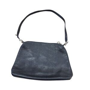 Monet Womens Black Pebbled Leather Shoulder Bag 9x12 Inches SKU 7080